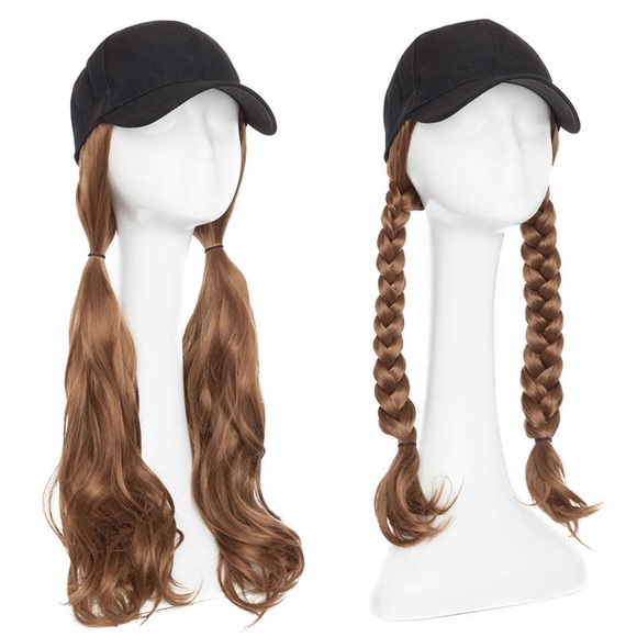 Hair Extensions Adjustable 16" Culry Baseball Hat Wig for Women - Light Brown - Picture 3 of 6